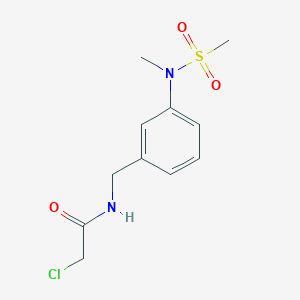 molecular formula C11H15ClN2O3S B2812083 2-Chloro-N-[[3-[methyl(methylsulfonyl)amino]phenyl]methyl]acetamide CAS No. 2411237-69-7