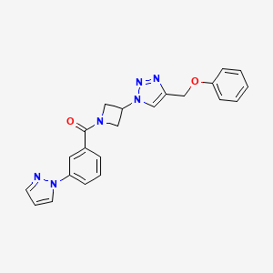 molecular formula C22H20N6O2 B2812089 (3-(1H-pyrazol-1-yl)phenyl)(3-(4-(phenoxymethyl)-1H-1,2,3-triazol-1-yl)azetidin-1-yl)methanone CAS No. 2034341-21-2