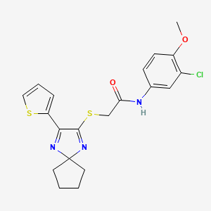 N-(3-chloro-4-methoxyphenyl)-2-((3-(thiophen-2-yl)-1,4-diazaspiro[4.4]nona-1,3-dien-2-yl)thio)acetamide