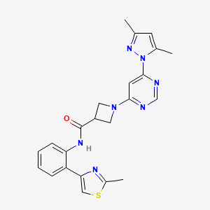 molecular formula C23H23N7OS B2812108 1-(6-(3,5-dimethyl-1H-pyrazol-1-yl)pyrimidin-4-yl)-N-(2-(2-methylthiazol-4-yl)phenyl)azetidine-3-carboxamide CAS No. 2034282-88-5