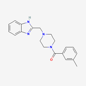 molecular formula C20H22N4O B2812109 (4-((1H-benzo[d]imidazol-2-yl)methyl)piperazin-1-yl)(m-tolyl)methanone CAS No. 1172803-39-2