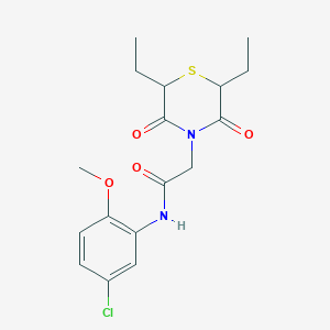 N-(5-chloro-2-methoxyphenyl)-2-(2,6-diethyl-3,5-dioxothiomorpholin-4-yl)acetamide