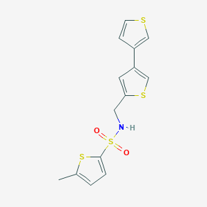 molecular formula C14H13NO2S4 B2812114 N-({[3,3'-bithiophene]-5-yl}methyl)-5-methylthiophene-2-sulfonamide CAS No. 2379971-96-5