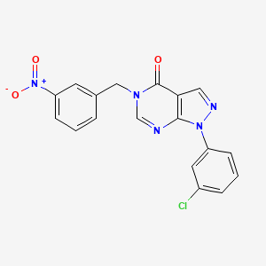 molecular formula C18H12ClN5O3 B2812117 1-(3-Chlorophenyl)-5-[(3-nitrophenyl)methyl]pyrazolo[3,4-d]pyrimidin-4-one CAS No. 895018-70-9