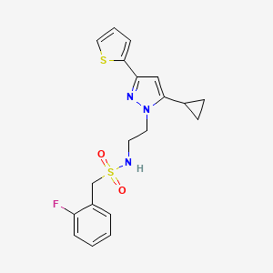 N-(2-(5-cyclopropyl-3-(thiophen-2-yl)-1H-pyrazol-1-yl)ethyl)-1-(2-fluorophenyl)methanesulfonamide