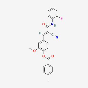 [4-[(E)-2-cyano-3-(2-fluoroanilino)-3-oxoprop-1-enyl]-2-methoxyphenyl] 4-methylbenzoate