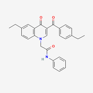 molecular formula C28H26N2O3 B2812138 2-(6-ethyl-3-(4-ethylbenzoyl)-4-oxoquinolin-1(4H)-yl)-N-phenylacetamide CAS No. 898344-62-2