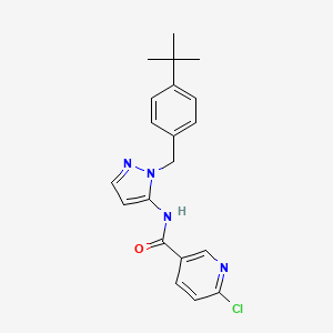 molecular formula C20H21ClN4O B2812143 N-{1-[(4-tert-butylphenyl)methyl]-1H-pyrazol-5-yl}-6-chloropyridine-3-carboxamide CAS No. 1375166-29-2