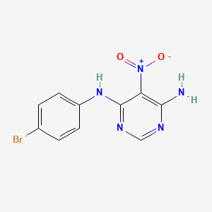 molecular formula C10H8BrN5O2 B2812147 N-(4-bromophenyl)-5-nitropyrimidine-4,6-diamine CAS No. 497063-61-3