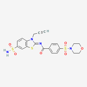 molecular formula C21H20N4O6S3 B2812151 4-吗啉-4-磺酰基-N-(3-丙-2-炔基-6-磺酰胺基-1,3-苯并噻唑-2-基亚)苯甲酰胺 CAS No. 865182-03-2