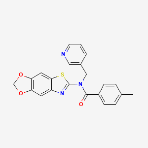 molecular formula C22H17N3O3S B2812153 N-([1,3]dioxolo[4',5':4,5]benzo[1,2-d]thiazol-6-yl)-4-methyl-N-(pyridin-3-ylmethyl)benzamide CAS No. 895017-92-2