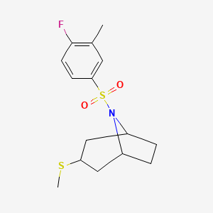 molecular formula C15H20FNO2S2 B2812164 (1R,5S)-8-((4-fluoro-3-methylphenyl)sulfonyl)-3-(methylthio)-8-azabicyclo[3.2.1]octane CAS No. 1795416-43-1