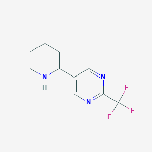 molecular formula C10H12F3N3 B2812165 5-哌啶-2-基-2-(三氟甲基)嘧啶 CAS No. 1509767-66-1