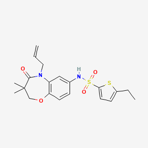 molecular formula C20H24N2O4S2 B2812175 N-(5-allyl-3,3-dimethyl-4-oxo-2,3,4,5-tetrahydrobenzo[b][1,4]oxazepin-7-yl)-5-ethylthiophene-2-sulfonamide CAS No. 921910-01-2