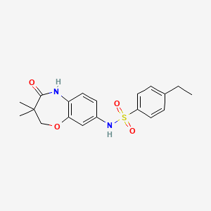 molecular formula C19H22N2O4S B2812185 N-(3,3-dimethyl-4-oxo-2,3,4,5-tetrahydrobenzo[b][1,4]oxazepin-8-yl)-4-ethylbenzenesulfonamide CAS No. 921998-62-1