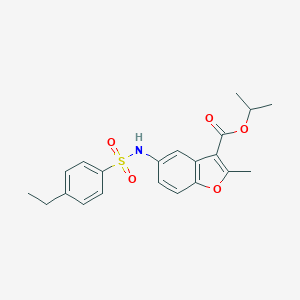 molecular formula C21H23NO5S B281220 Isopropyl 5-{[(4-ethylphenyl)sulfonyl]amino}-2-methyl-1-benzofuran-3-carboxylate 