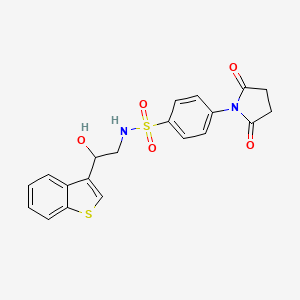molecular formula C20H18N2O5S2 B2812201 N-(2-(benzo[b]thiophen-3-yl)-2-hydroxyethyl)-4-(2,5-dioxopyrrolidin-1-yl)benzenesulfonamide CAS No. 2034439-46-6