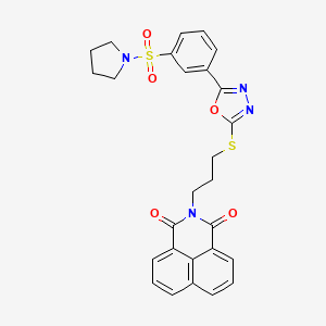 2-[3-({5-[3-(pyrrolidin-1-ylsulfonyl)phenyl]-1,3,4-oxadiazol-2-yl}sulfanyl)propyl]-1H-benzo[de]isoquinoline-1,3(2H)-dione