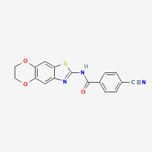 molecular formula C17H11N3O3S B2812219 4-氰基-N-(6,7-二氢-1,4-二氧杂-2,3-噻二唑-2-基)苯甲酰胺 CAS No. 892856-35-8