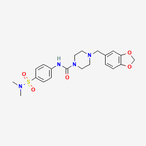 4-(1,3-benzodioxol-5-ylmethyl)-N-[4-(dimethylsulfamoyl)phenyl]piperazine-1-carboxamide