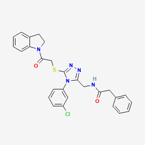 N-((4-(3-chlorophenyl)-5-((2-(indolin-1-yl)-2-oxoethyl)thio)-4H-1,2,4-triazol-3-yl)methyl)-2-phenylacetamide