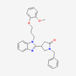 molecular formula C28H29N3O3 B2812251 1-benzyl-4-(1-(3-(2-methoxyphenoxy)propyl)-1H-benzo[d]imidazol-2-yl)pyrrolidin-2-one CAS No. 872347-39-2