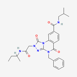 molecular formula C27H32N6O4 B2812252 4-benzyl-2-[2-(sec-butylamino)-2-oxoethyl]-N-isobutyl-1,5-dioxo-1,2,4,5-tetrahydro[1,2,4]triazolo[4,3-a]quinazoline-8-carboxamide CAS No. 1242907-20-5
