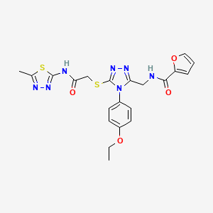 molecular formula C21H21N7O4S2 B2812257 N-((4-(4-ethoxyphenyl)-5-((2-((5-methyl-1,3,4-thiadiazol-2-yl)amino)-2-oxoethyl)thio)-4H-1,2,4-triazol-3-yl)methyl)furan-2-carboxamide CAS No. 310450-79-4