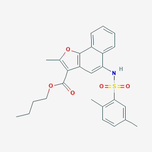 molecular formula C26H27NO5S B281226 Butyl 5-{[(2,5-dimethylphenyl)sulfonyl]amino}-2-methylnaphtho[1,2-b]furan-3-carboxylate 