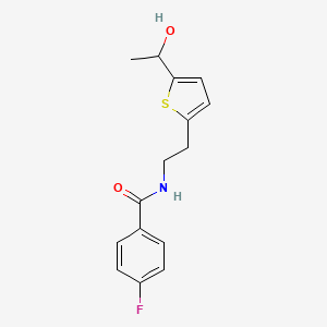molecular formula C15H16FNO2S B2812262 4-fluoro-N-(2-(5-(1-hydroxyethyl)thiophen-2-yl)ethyl)benzamide CAS No. 2034256-33-0