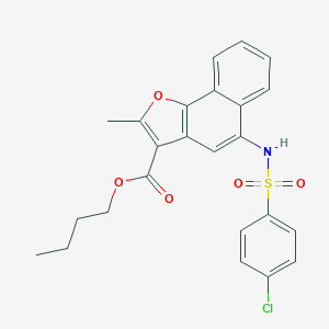 molecular formula C24H22ClNO5S B281227 Butyl 5-{[(4-chlorophenyl)sulfonyl]amino}-2-methylnaphtho[1,2-b]furan-3-carboxylate 