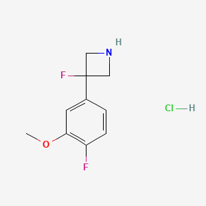 molecular formula C10H12ClF2NO B2812274 3-Fluoro-3-(4-fluoro-3-methoxyphenyl)azetidine;hydrochloride CAS No. 2309466-79-1
