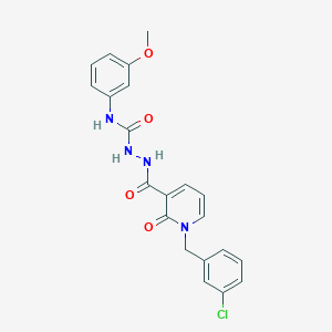 molecular formula C21H19ClN4O4 B2812278 2-(1-(3-chlorobenzyl)-2-oxo-1,2-dihydropyridine-3-carbonyl)-N-(3-methoxyphenyl)hydrazinecarboxamide CAS No. 1105225-84-0