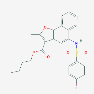molecular formula C24H22FNO5S B281228 Butyl 5-{[(4-fluorophenyl)sulfonyl]amino}-2-methylnaphtho[1,2-b]furan-3-carboxylate 