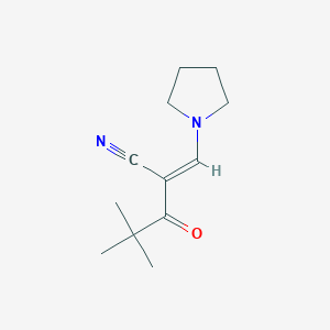 molecular formula C12H18N2O B2812285 (E)-2-(2,2-dimethylpropanoyl)-3-(1-pyrrolidinyl)-2-propenenitrile CAS No. 866153-98-2