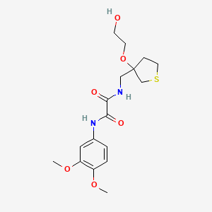molecular formula C17H24N2O6S B2812289 N1-(3,4-dimethoxyphenyl)-N2-((3-(2-hydroxyethoxy)tetrahydrothiophen-3-yl)methyl)oxalamide CAS No. 2319856-05-6