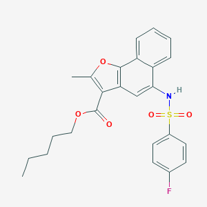 molecular formula C25H24FNO5S B281229 Pentyl 5-{[(4-fluorophenyl)sulfonyl]amino}-2-methylnaphtho[1,2-b]furan-3-carboxylate 