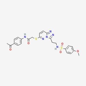 molecular formula C24H24N6O5S2 B2812291 N-(4-Acetylphenyl)-2-({3-[2-(4-methoxybenzenesulfonamido)ethyl]-[1,2,4]triazolo[4,3-B]pyridazin-6-YL}sulfanyl)acetamide CAS No. 873001-95-7