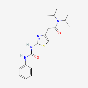 molecular formula C18H24N4O2S B2812297 N,N-diisopropyl-2-(2-(3-phenylureido)thiazol-4-yl)acetamide CAS No. 921474-57-9