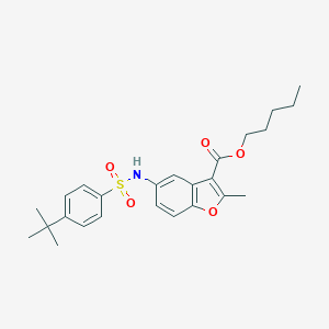 molecular formula C25H31NO5S B281231 Pentyl 5-{[(4-tert-butylphenyl)sulfonyl]amino}-2-methyl-1-benzofuran-3-carboxylate 