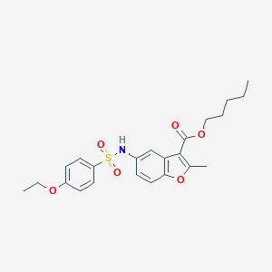 molecular formula C23H27NO6S B281232 Pentyl 5-{[(4-ethoxyphenyl)sulfonyl]amino}-2-methyl-1-benzofuran-3-carboxylate 