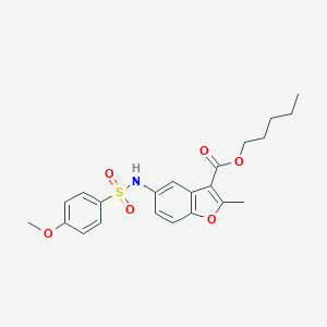 molecular formula C22H25NO6S B281233 Pentyl 5-{[(4-methoxyphenyl)sulfonyl]amino}-2-methyl-1-benzofuran-3-carboxylate 