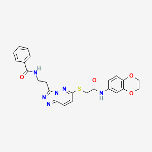N-(2-(6-((2-((2,3-dihydrobenzo[b][1,4]dioxin-6-yl)amino)-2-oxoethyl)thio)-[1,2,4]triazolo[4,3-b]pyridazin-3-yl)ethyl)benzamide
