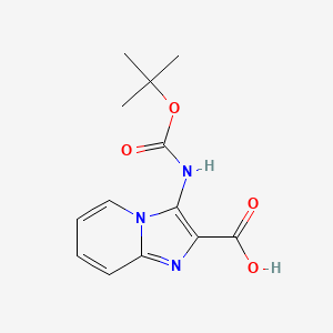 molecular formula C13H15N3O4 B2812335 3-[(2-Methylpropan-2-yl)oxycarbonylamino]imidazo[1,2-a]pyridine-2-carboxylic acid CAS No. 2248310-98-5