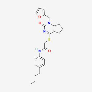 molecular formula C24H27N3O3S B2812336 N-(4-butylphenyl)-2-((1-(furan-2-ylmethyl)-2-oxo-2,5,6,7-tetrahydro-1H-cyclopenta[d]pyrimidin-4-yl)thio)acetamide CAS No. 899986-69-7