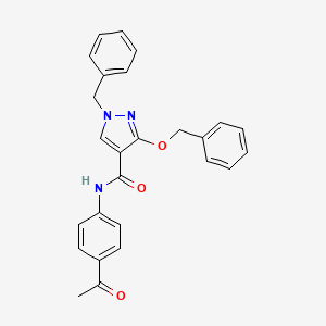 molecular formula C26H23N3O3 B2812344 N-(4-acetylphenyl)-1-benzyl-3-(benzyloxy)-1H-pyrazole-4-carboxamide CAS No. 1014091-30-5