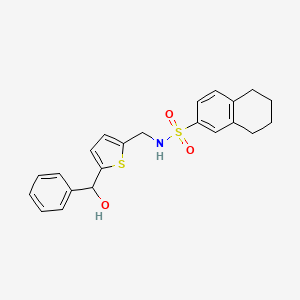 molecular formula C22H23NO3S2 B2812371 N-((5-(hydroxy(phenyl)methyl)thiophen-2-yl)methyl)-5,6,7,8-tetrahydronaphthalene-2-sulfonamide CAS No. 1796970-94-9