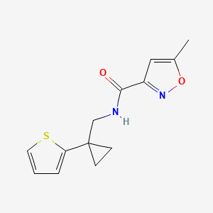 molecular formula C13H14N2O2S B2812372 5-methyl-N-((1-(thiophen-2-yl)cyclopropyl)methyl)isoxazole-3-carboxamide CAS No. 1209551-02-9