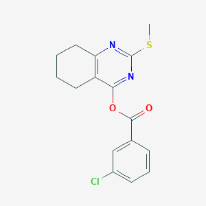 molecular formula C16H15ClN2O2S B2812373 2-(Methylsulfanyl)-5,6,7,8-tetrahydro-4-quinazolinyl 3-chlorobenzenecarboxylate CAS No. 303987-63-5