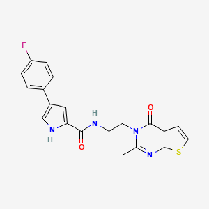 molecular formula C20H17FN4O2S B2812392 4-(4-氟苯基)-N-(2-(2-甲基-4-氧代噻吩[2,3-d]嘧啶-3(4H)-基)乙基)-1H-吡咯-2-甲酰胺 CAS No. 1903044-27-8